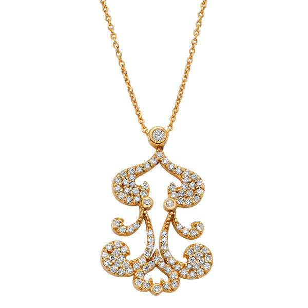 Rose Gold Ornament Diamond Necklace