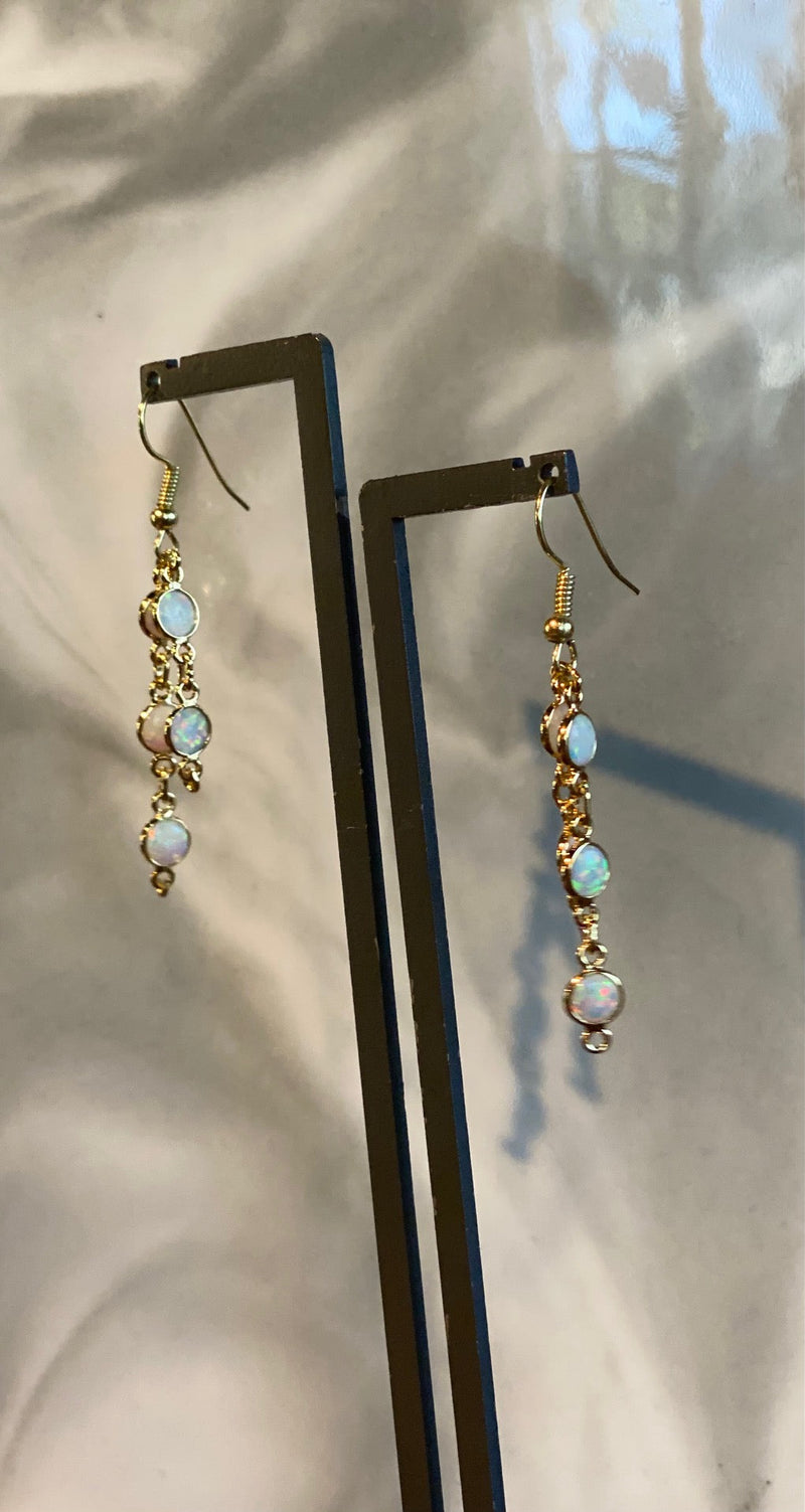 Opal Earrings with gold Plated Chain