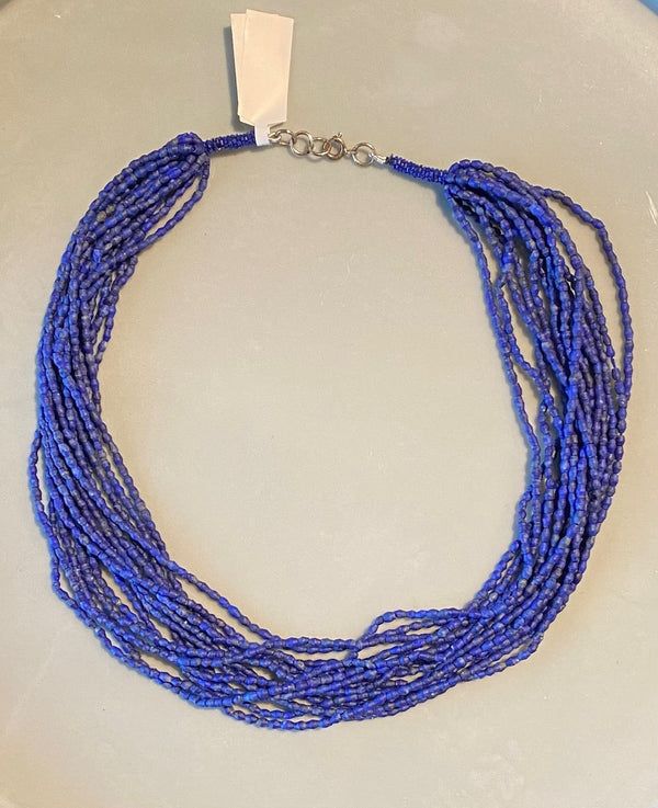 Lapis 15 Lines Bead Necklace